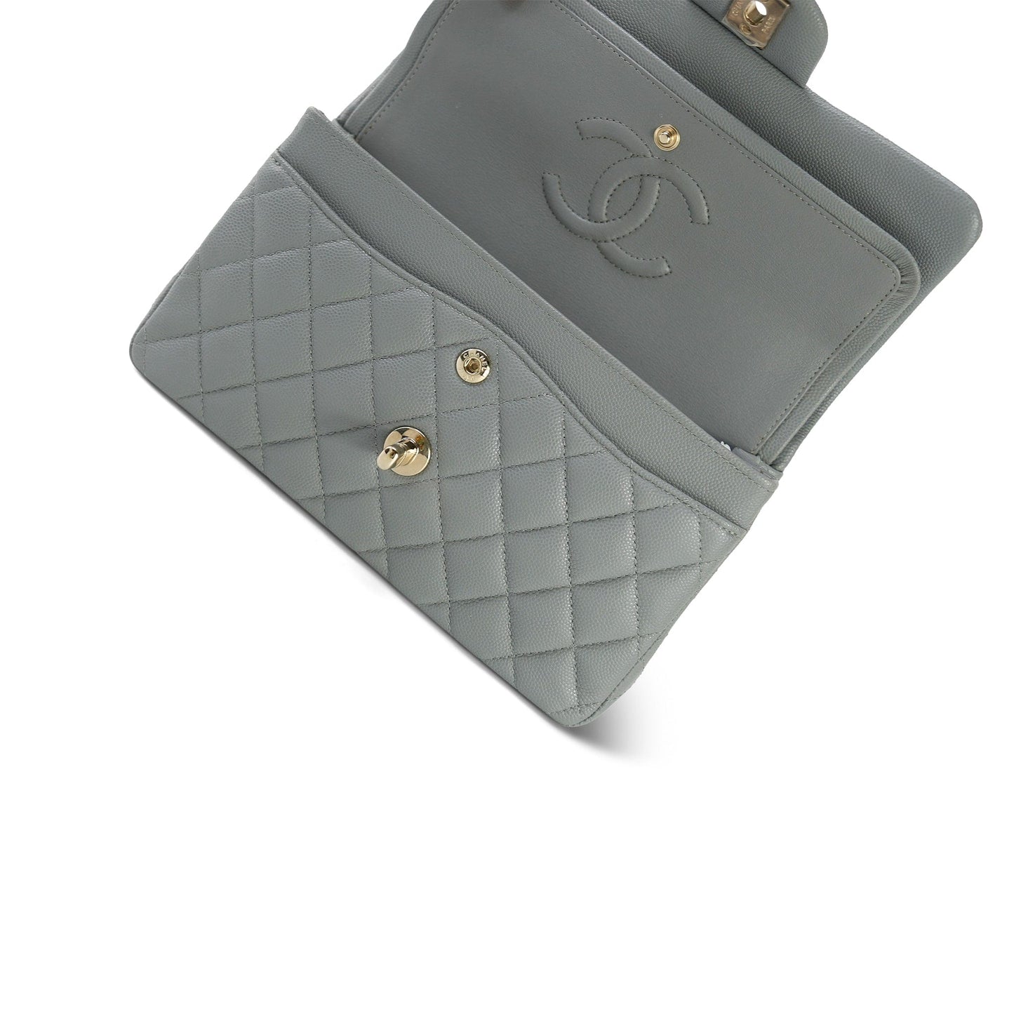 20C Grey Caviar Quilted Classic Flap Small LGHW