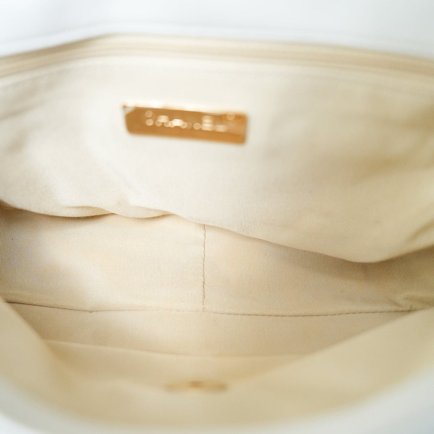 20A White Goatskin Quilted 19 Flap Small Mixed Hardware