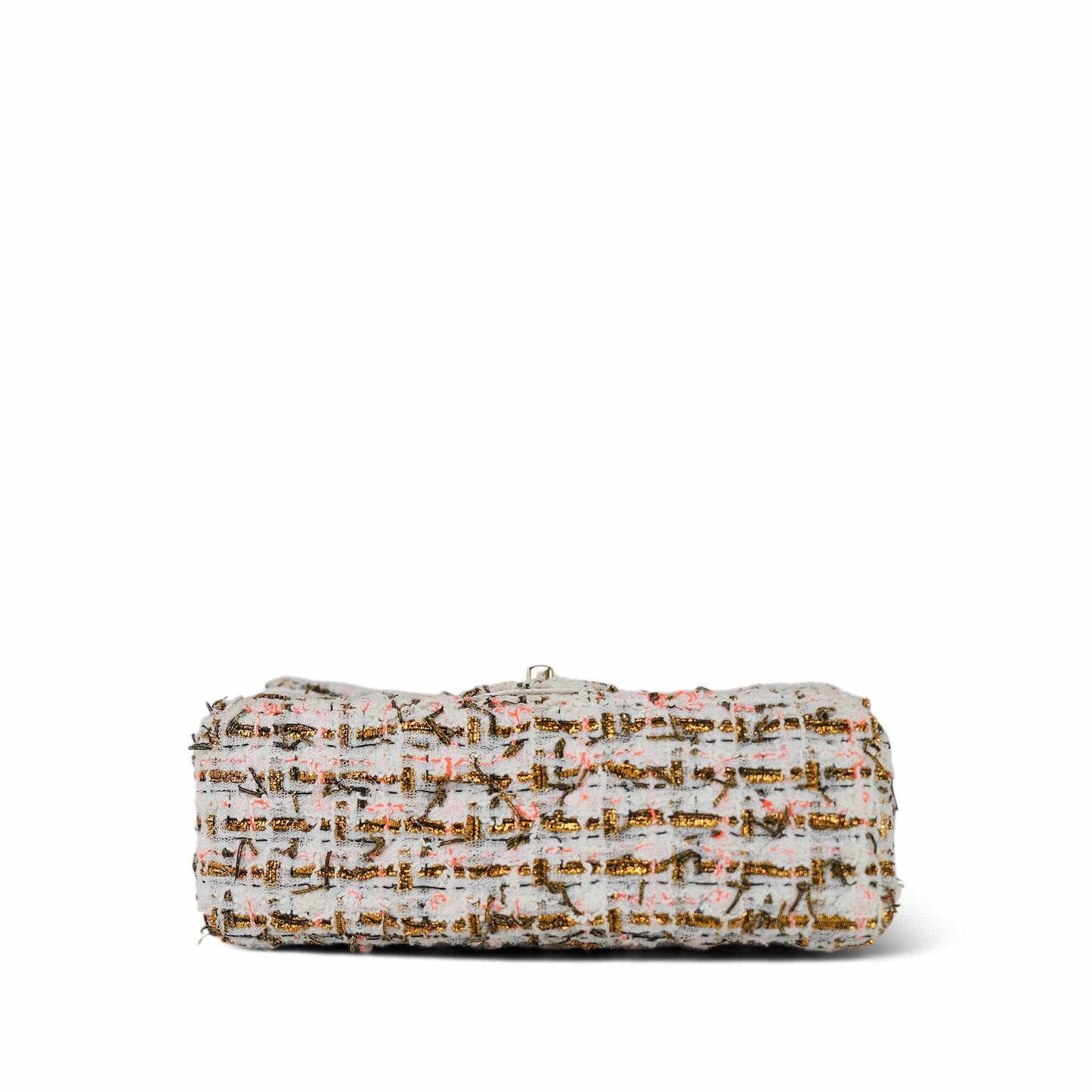 19C White/Orange/Gold Tweed Quilted Mini Rectangular Flap LGHW