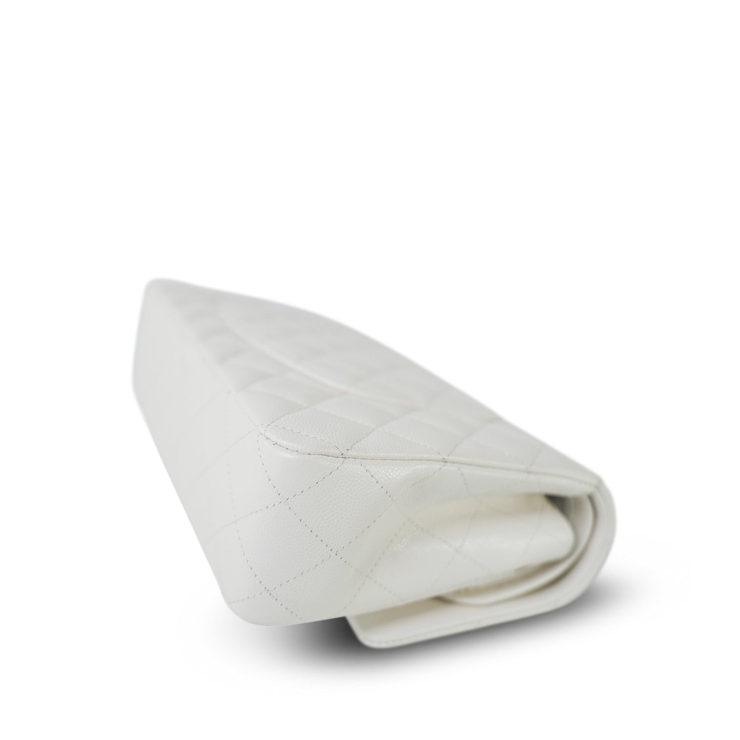 White Caviar Quilted Classic Flap Medium Light Gold Hardware