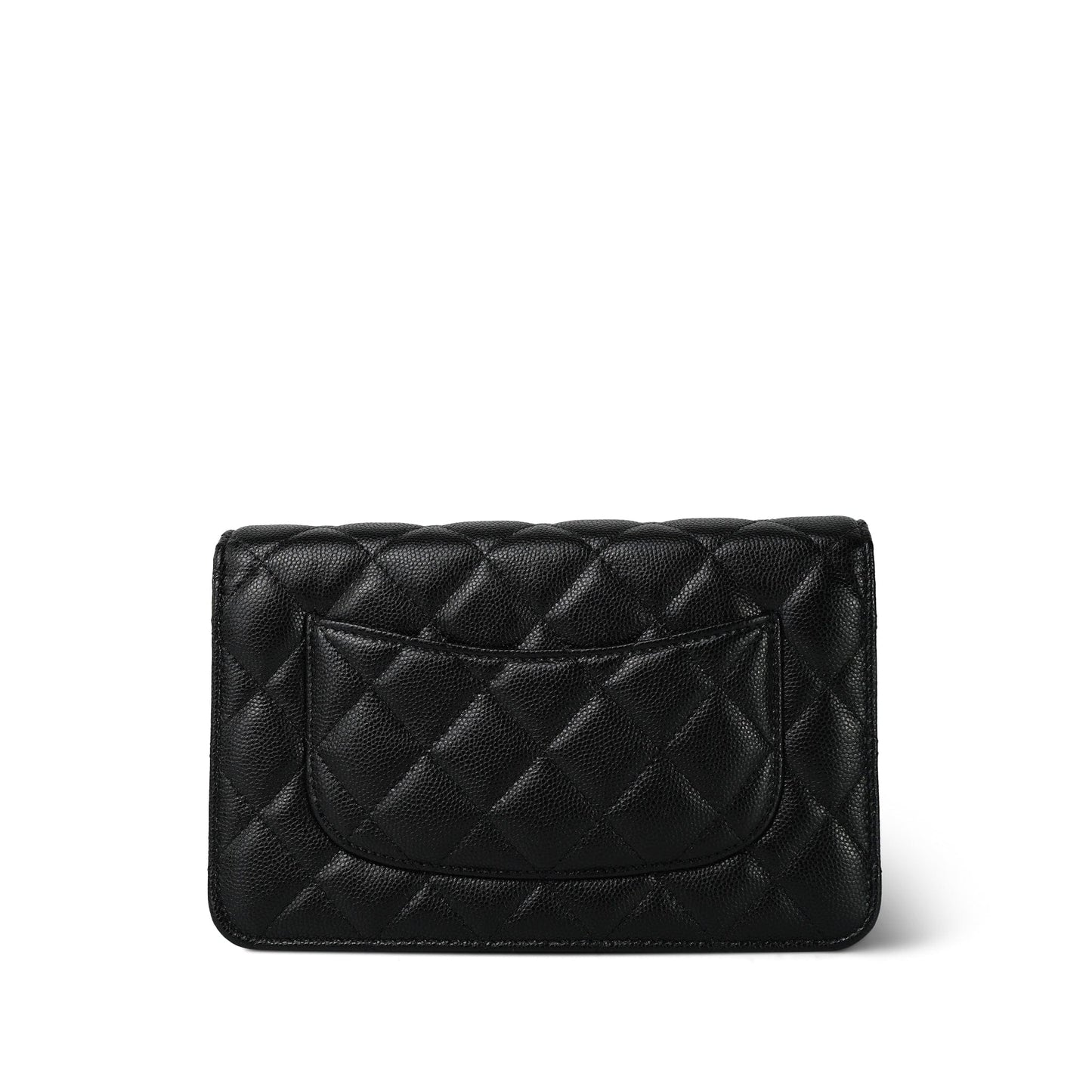 20K Black Caviar Quilted Wallet on Chain French New Wave Chain CC WOC Light Gold hardware