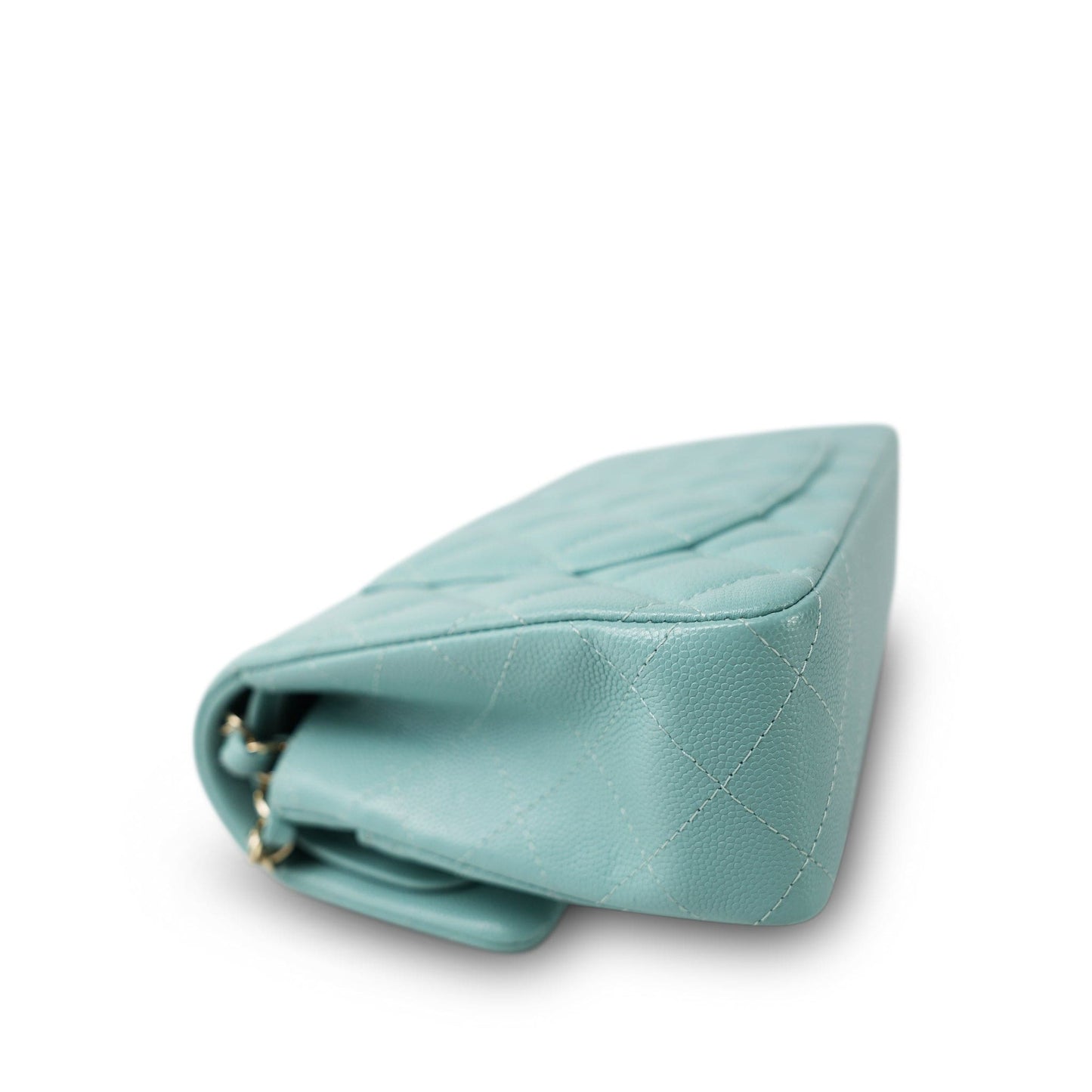 20C Tiffany Blue Caviar Quilted Classic Flap Small Light Gold Hardware