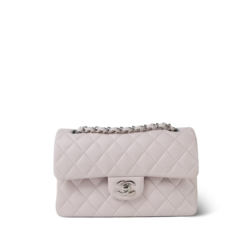 21B Lilac Lambskin Quilted Classic Flap Small Silver Hardware