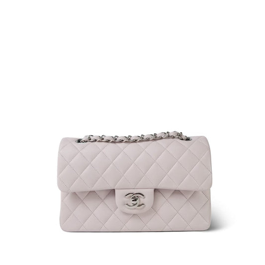 21B Lilac Lambskin Quilted Classic Flap Small Silver Hardware