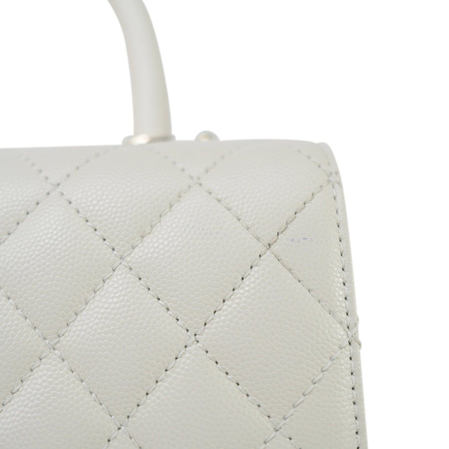21A White Caviar Quilted Small Coco Handle LGHW