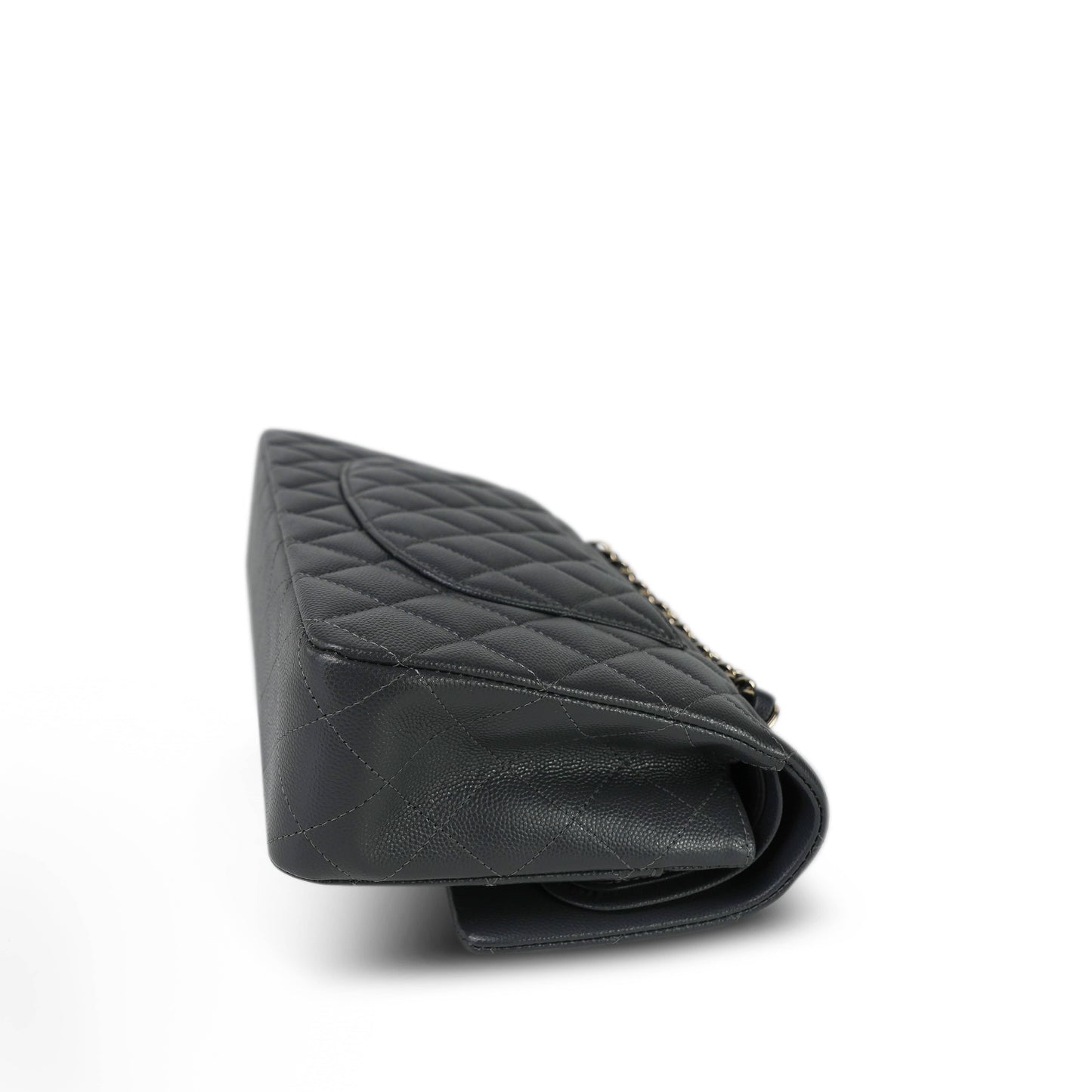 21B Dark Grey Caviar Quilted Classic Flap Medium Light Gold Hardware