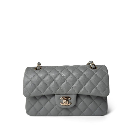20C Grey Caviar Quilted Classic Flap Small LGHW