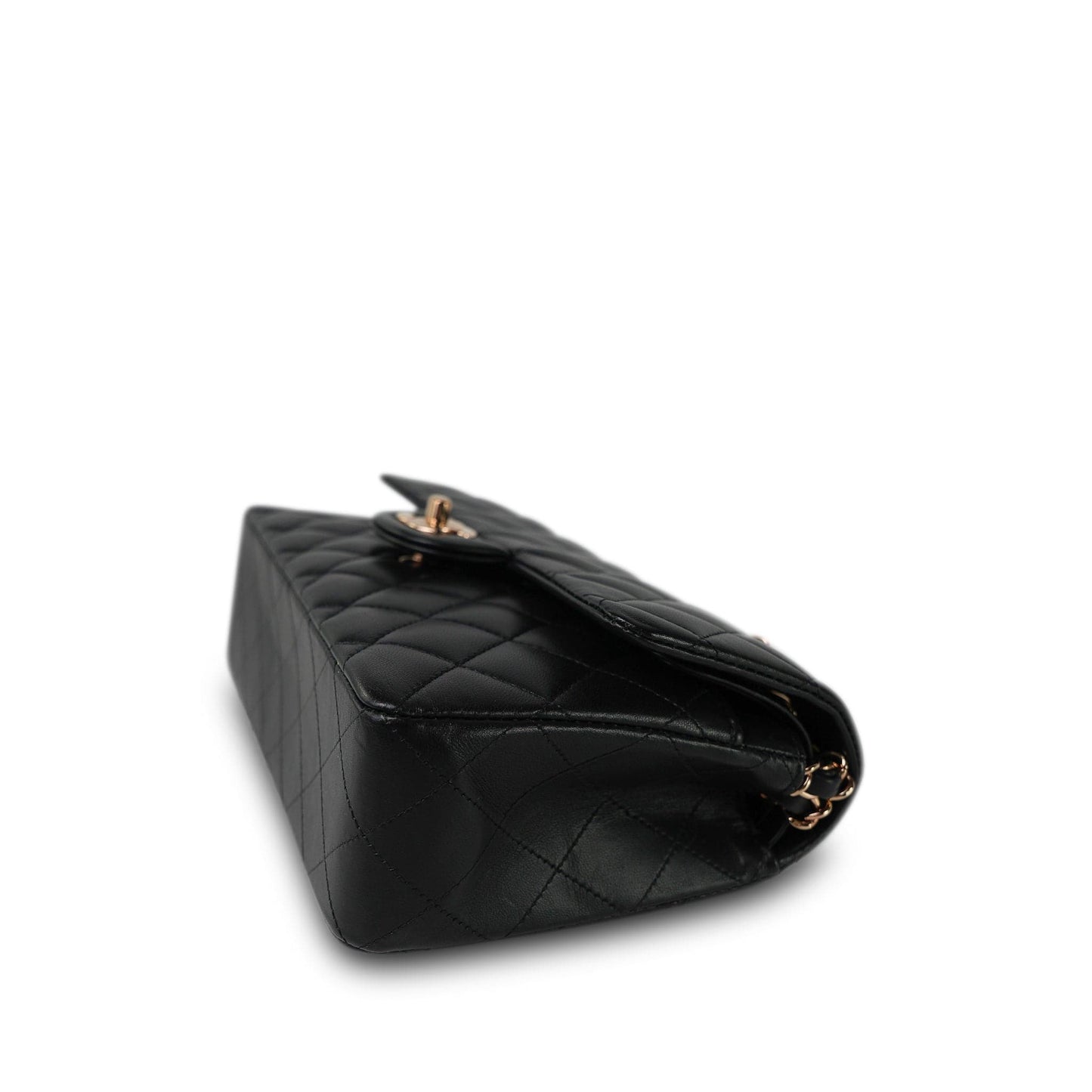 21B Black Lambskin Quilted Classic Flap Small Rose Gold Hardware