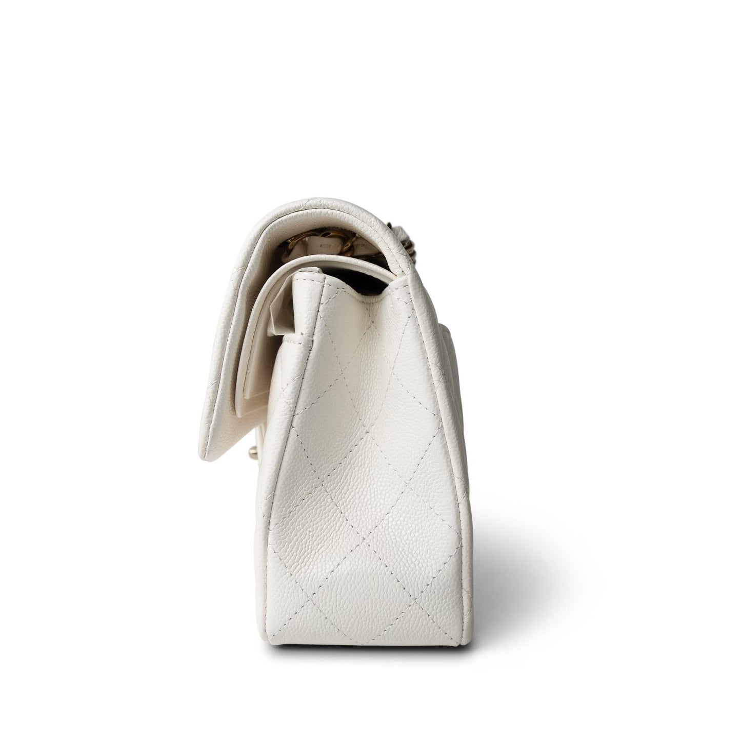 White Caviar Quilted Classic Flap Small LGHW