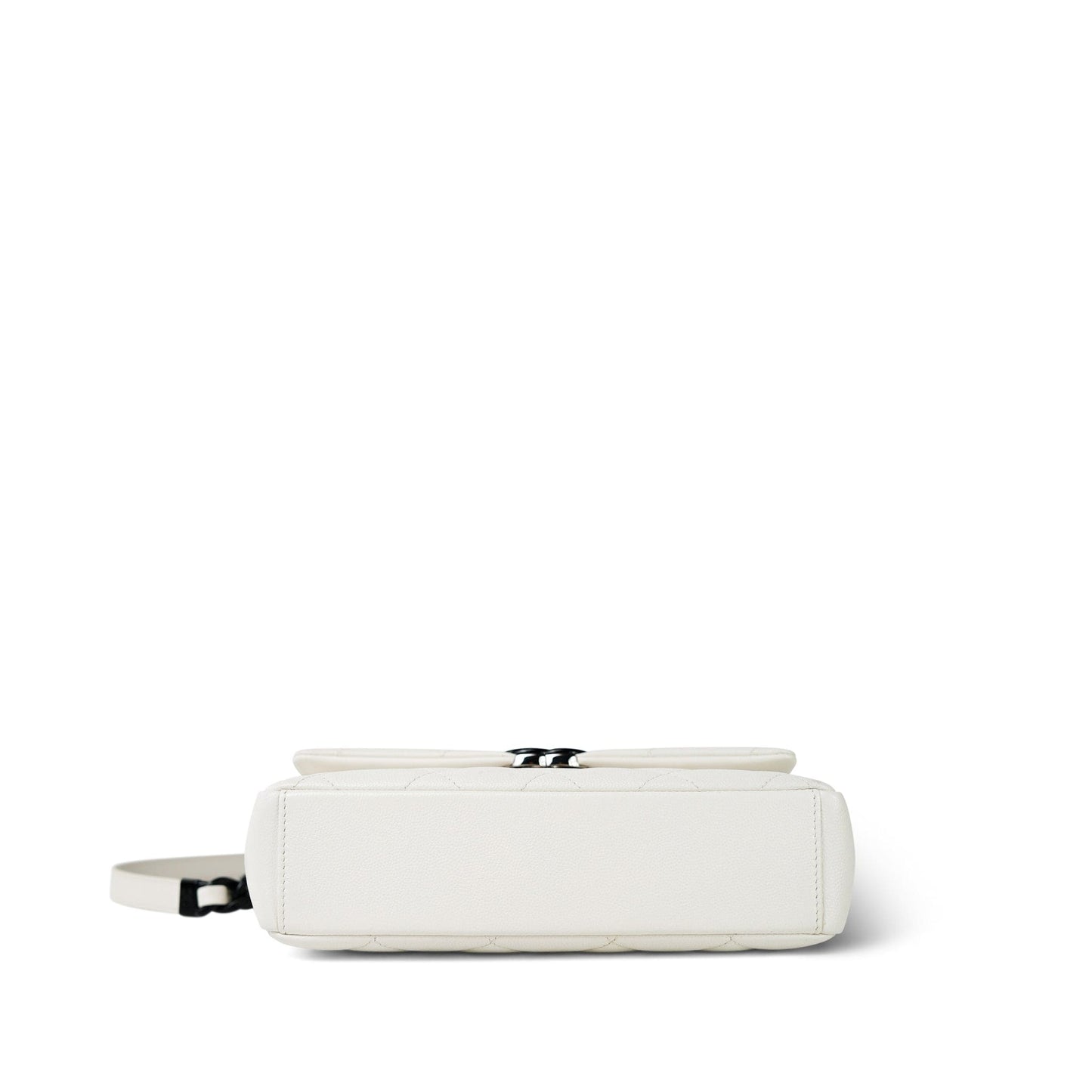 White Caviar Quilted My Everything Flap Black Hardware