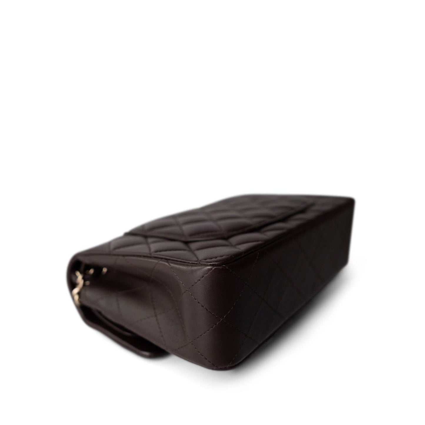 21A Dark Brown Lambskin Quilted Classic Flap Small LGHW