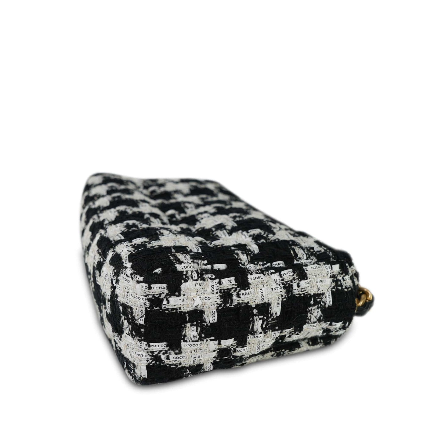 20S Ecru Black & White Tweed Quilted 19 Flap Small Mixed Hardware