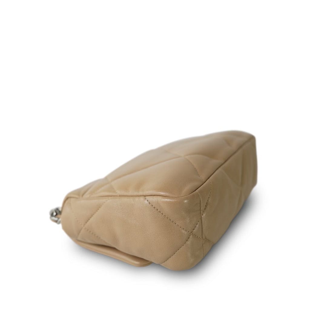 21S Beige Lambskin Quilted 19 Flap Small Mixed Hardware