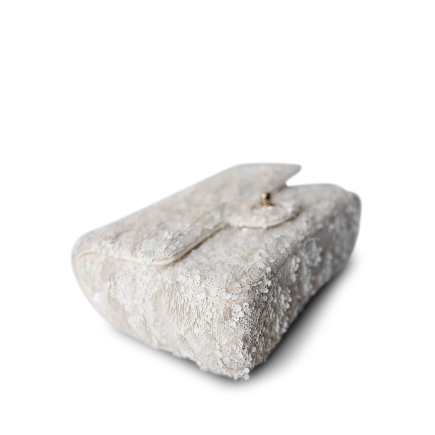 White Sequin Mini Rectangular Flap Bag LGHW