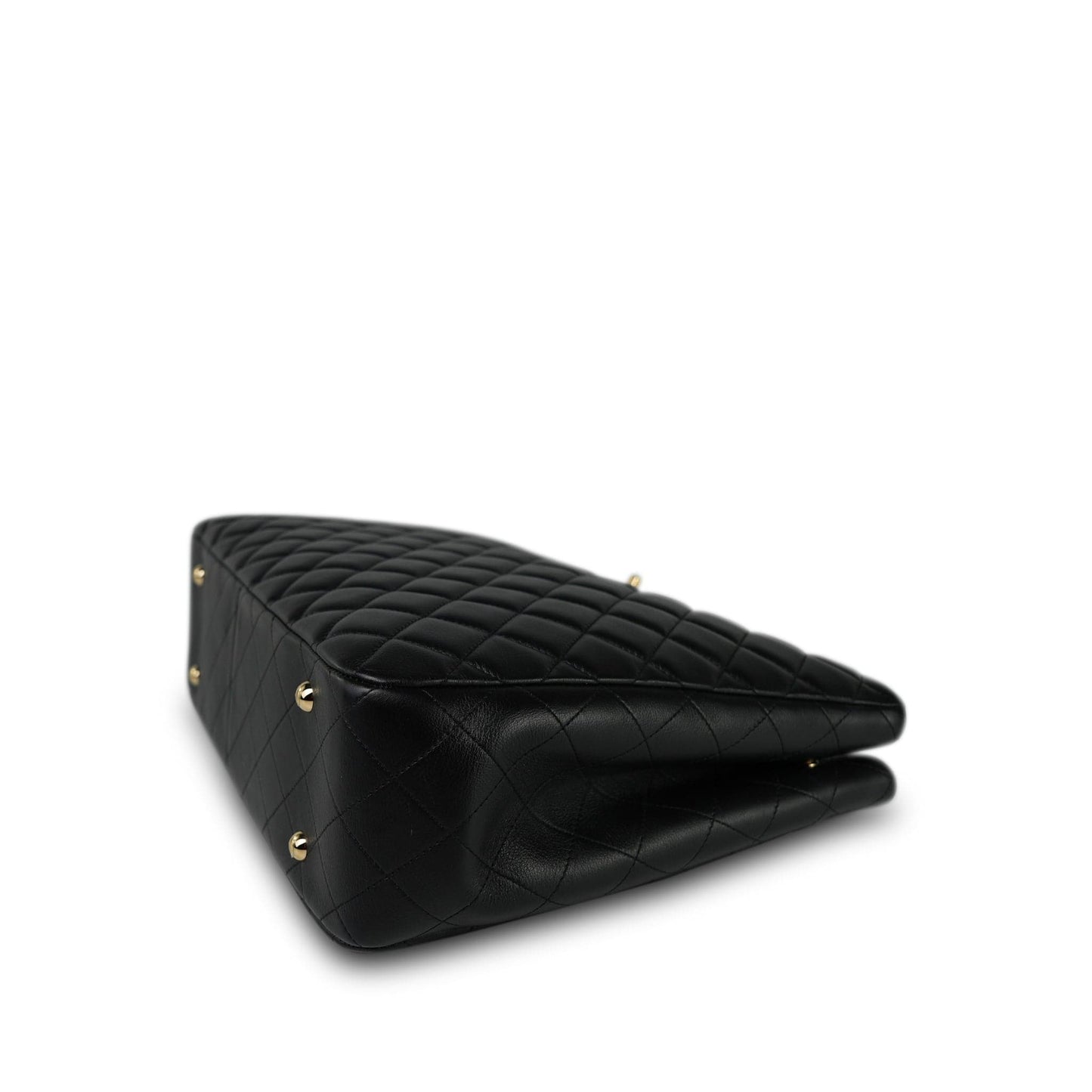 16B Black Lambskin Quilted CC Shopping Tote Large LGHW