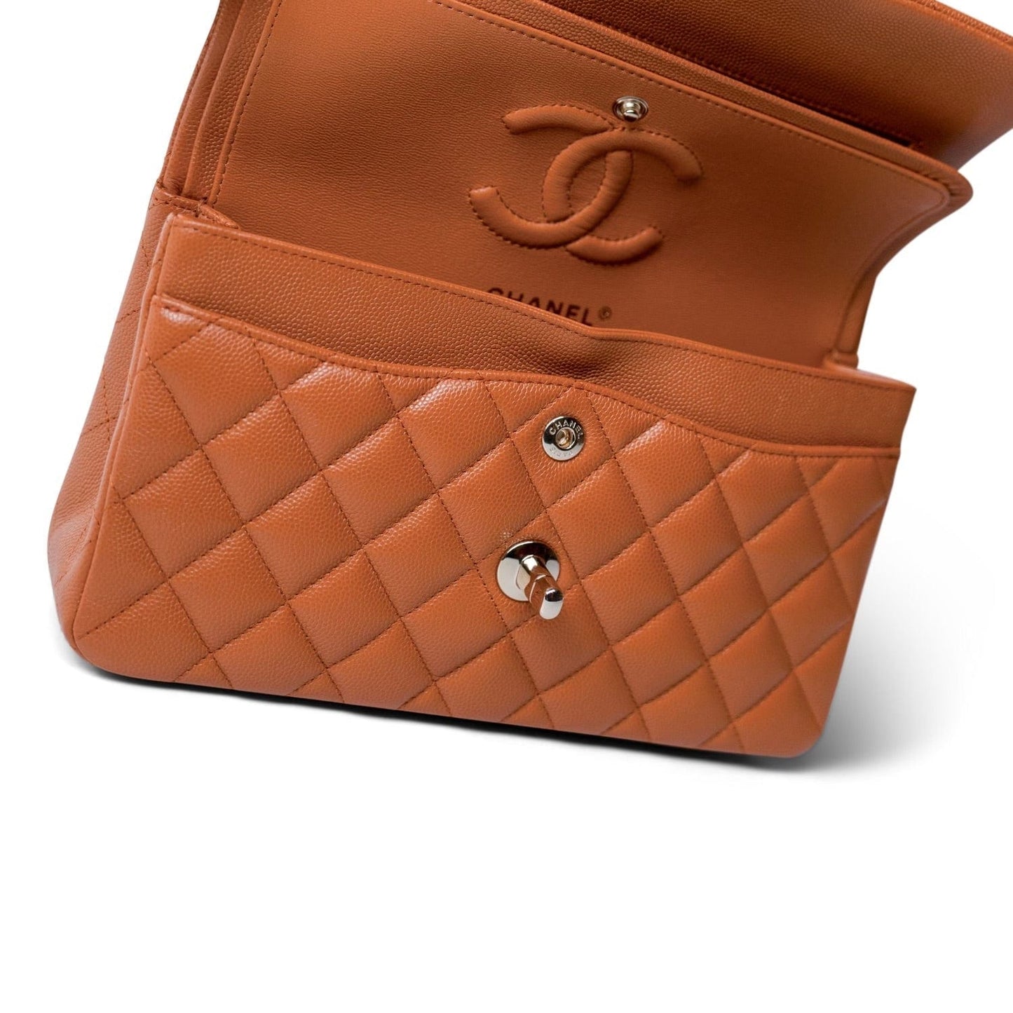 21A Caramel/Light Brown Caviar Quilted Classic Flap Small LGHW