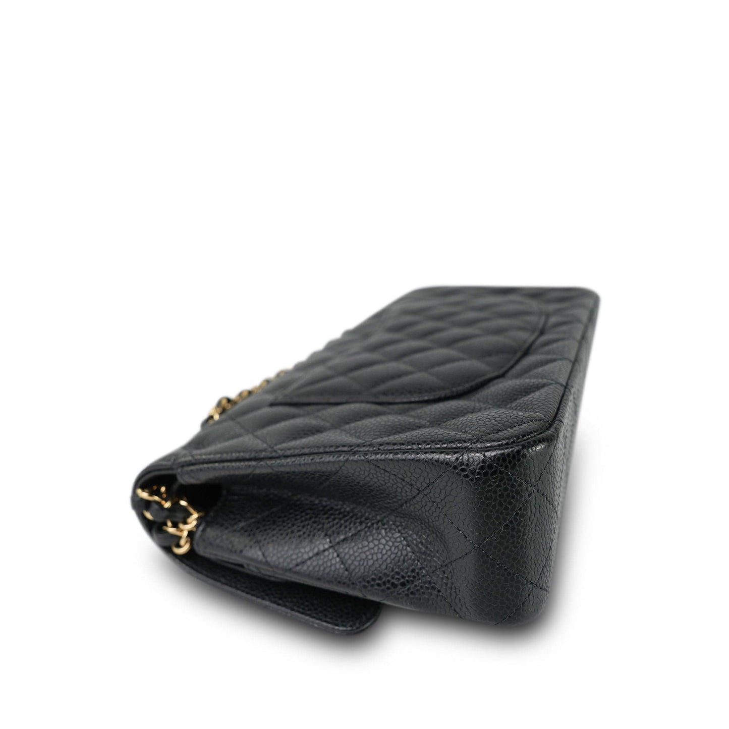 20S Black Caviar Quilted Classic Flap Medium Gold Hardware