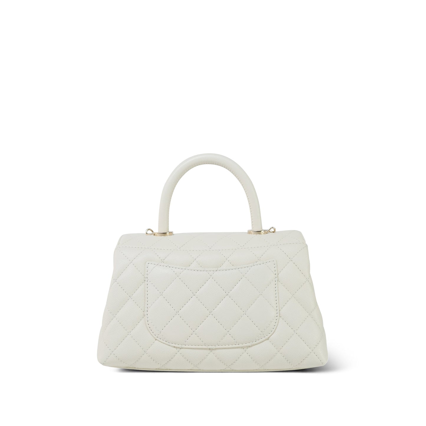 21A White Caviar Quilted Small Coco Handle LGHW