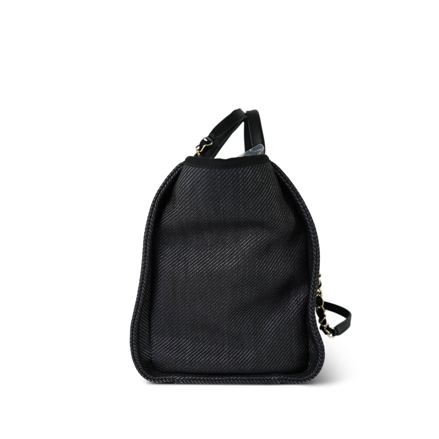 20A Black Mixed Fibers Medium Deauville Tote Light Gold Hardware