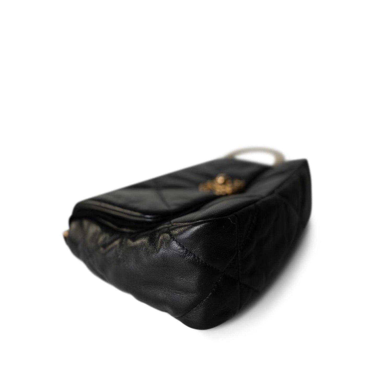 20S Black Goatskin Quilted 19 Flap Small MHW