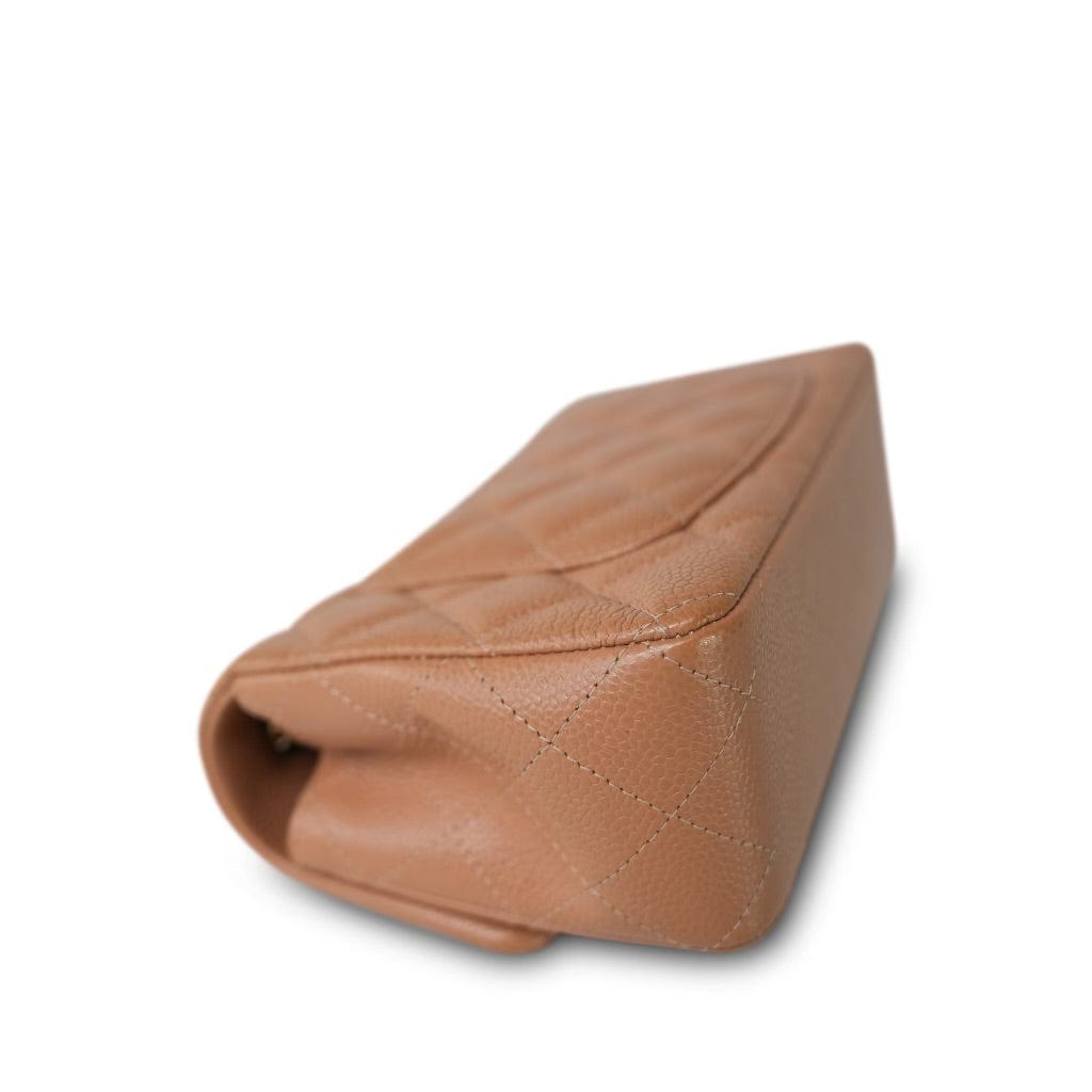 18S Dark Beige Caviar Quilted Mini Rectangular Flap LGHW