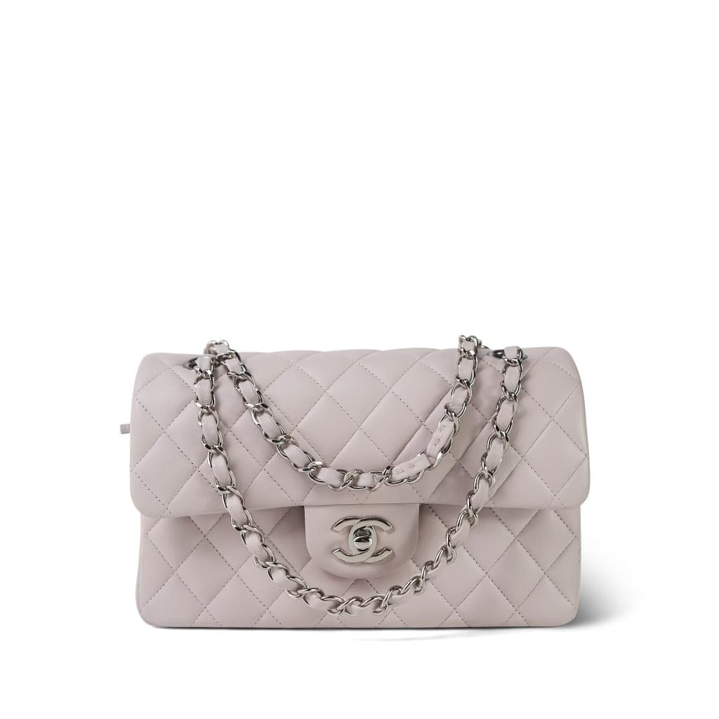 21B Lilac Lambskin Quilted Classic Flap Small Silver Hardware