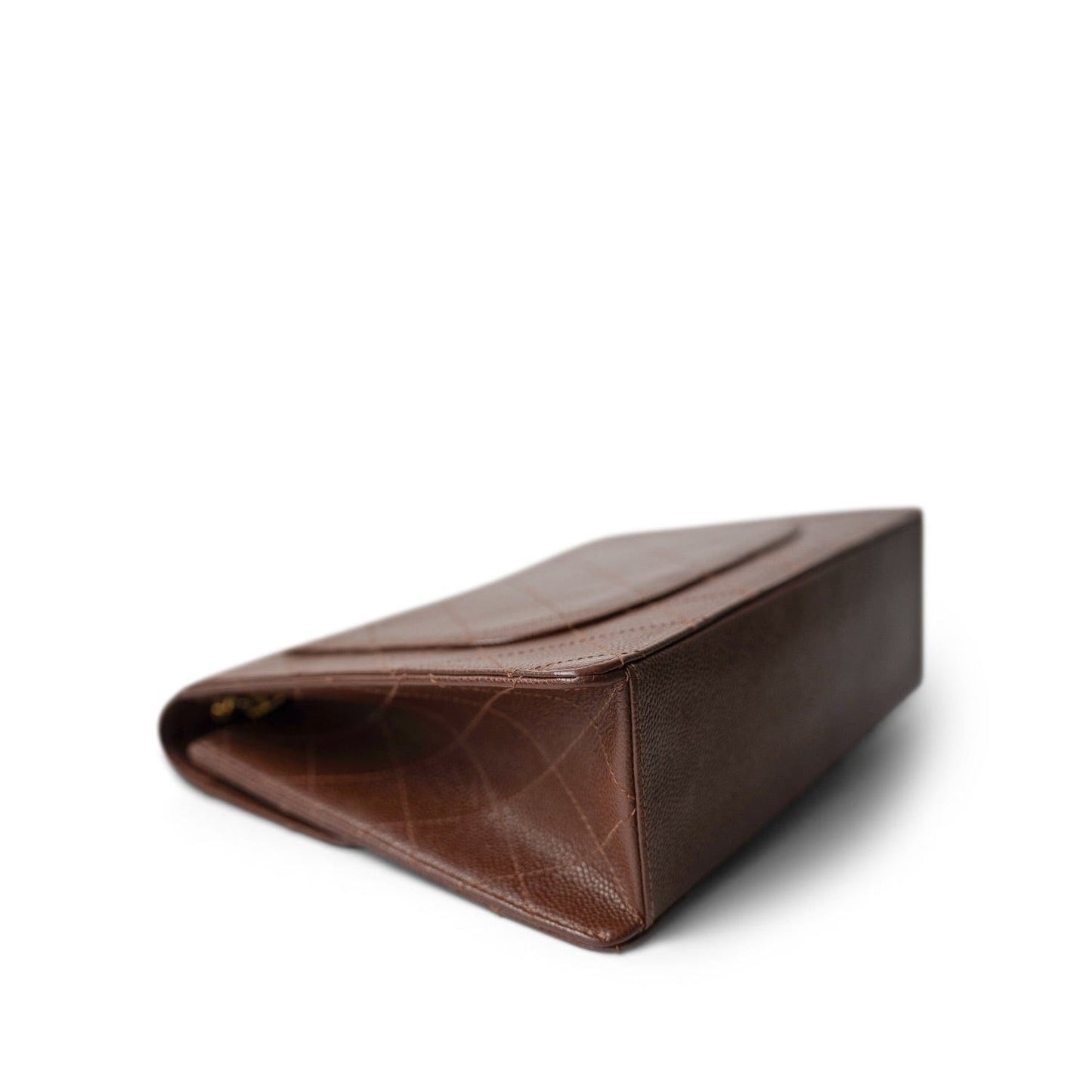 Vintage Brown Caviar Quilted Large Single Flap Bag GHW