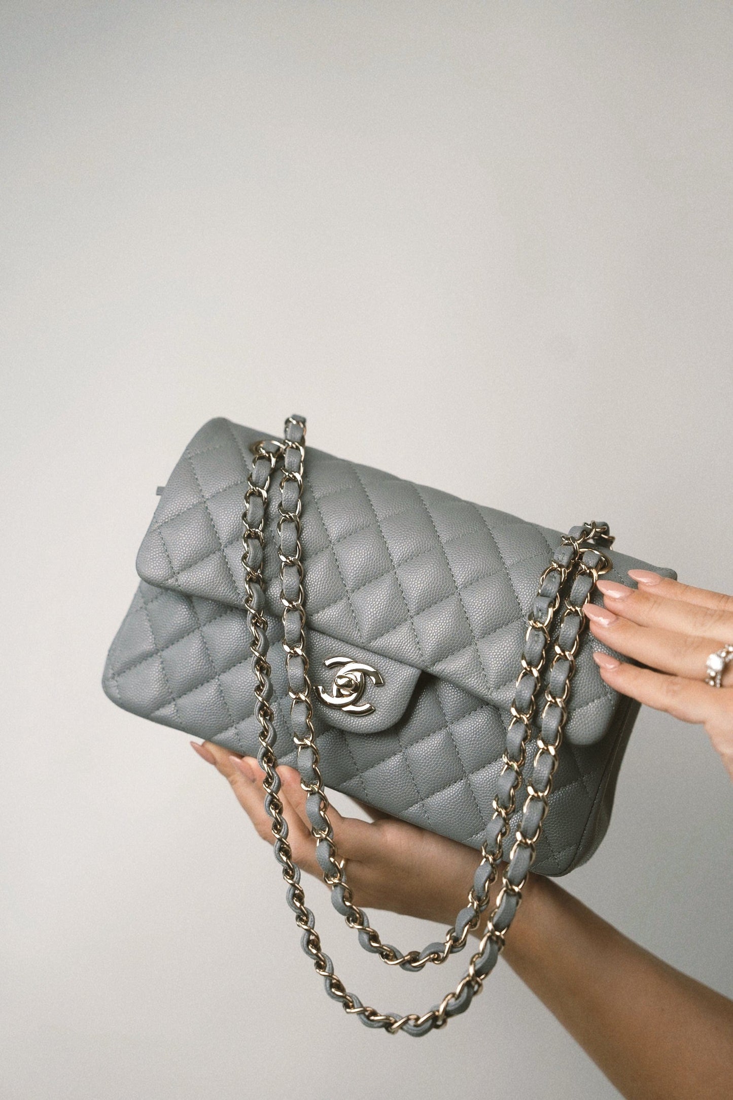 20C Grey Caviar Quilted Classic Flap Small LGHW