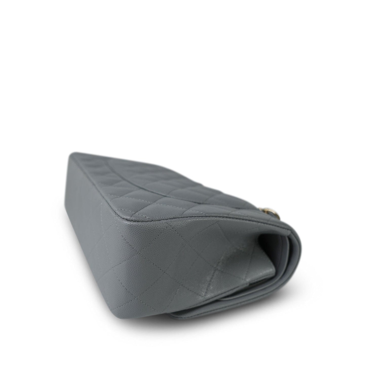 20C Grey Caviar Quilted Jumbo Classic Flap Light Gold Hardware