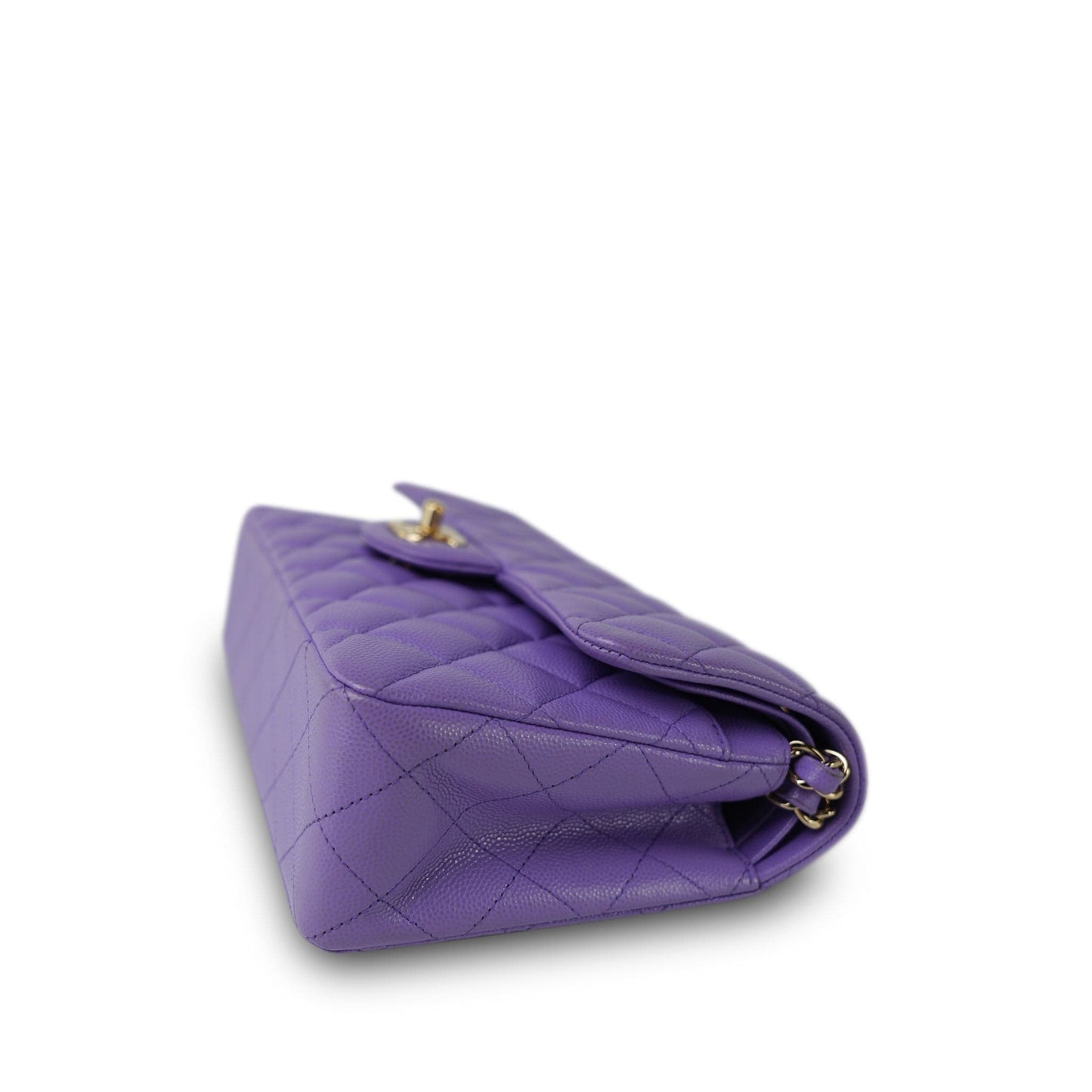 20S Purple Caviar Quilted Classic Flap Small Light Gold Hardware