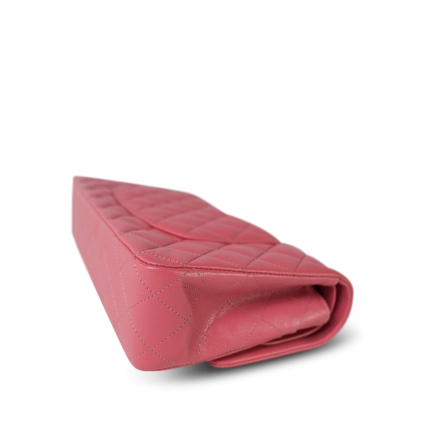 18S Pink Caviar Medium Quilted Classic Double Flap Light Gold Hardware