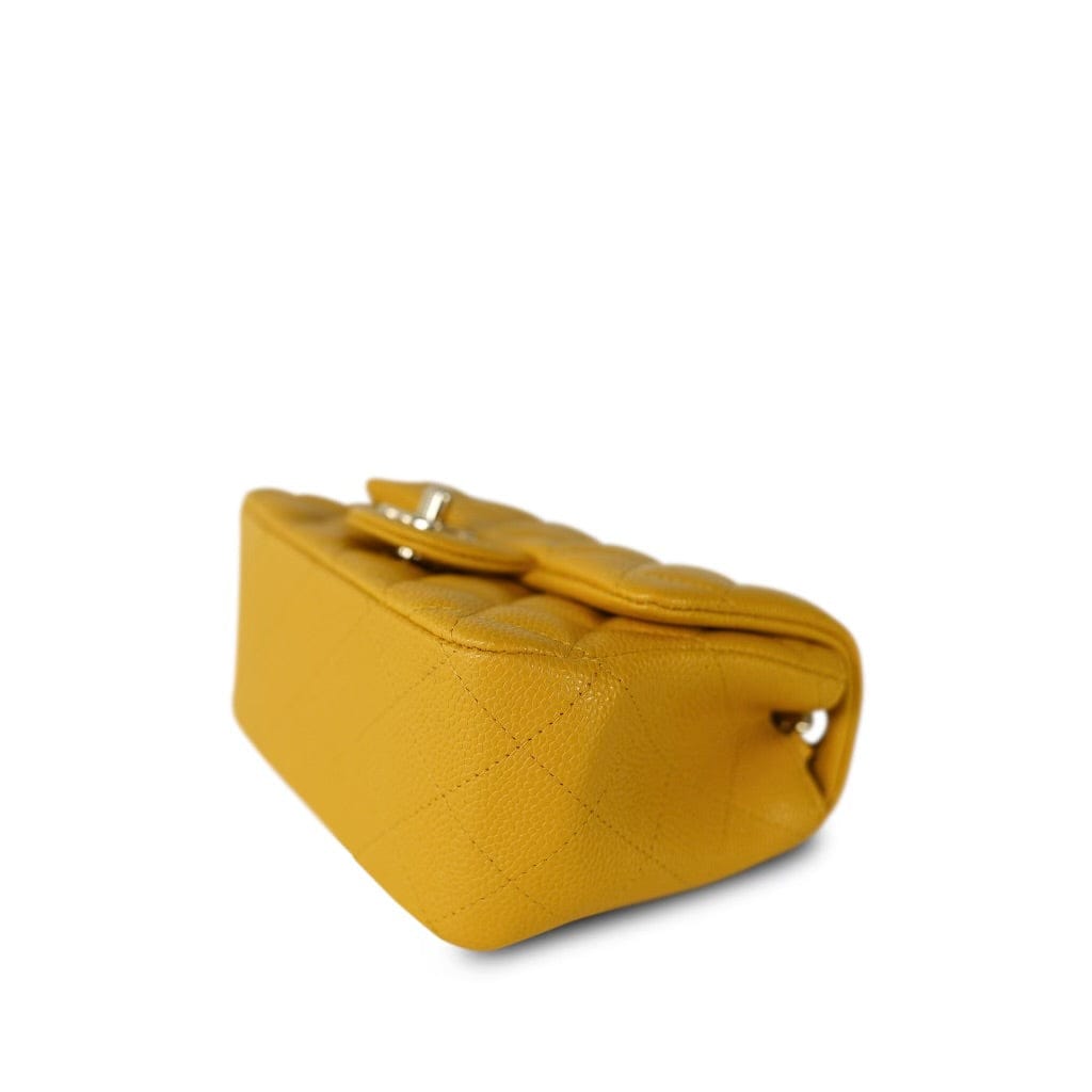 18S Yellow Caviar Quilted Mini Square Flap LGHW