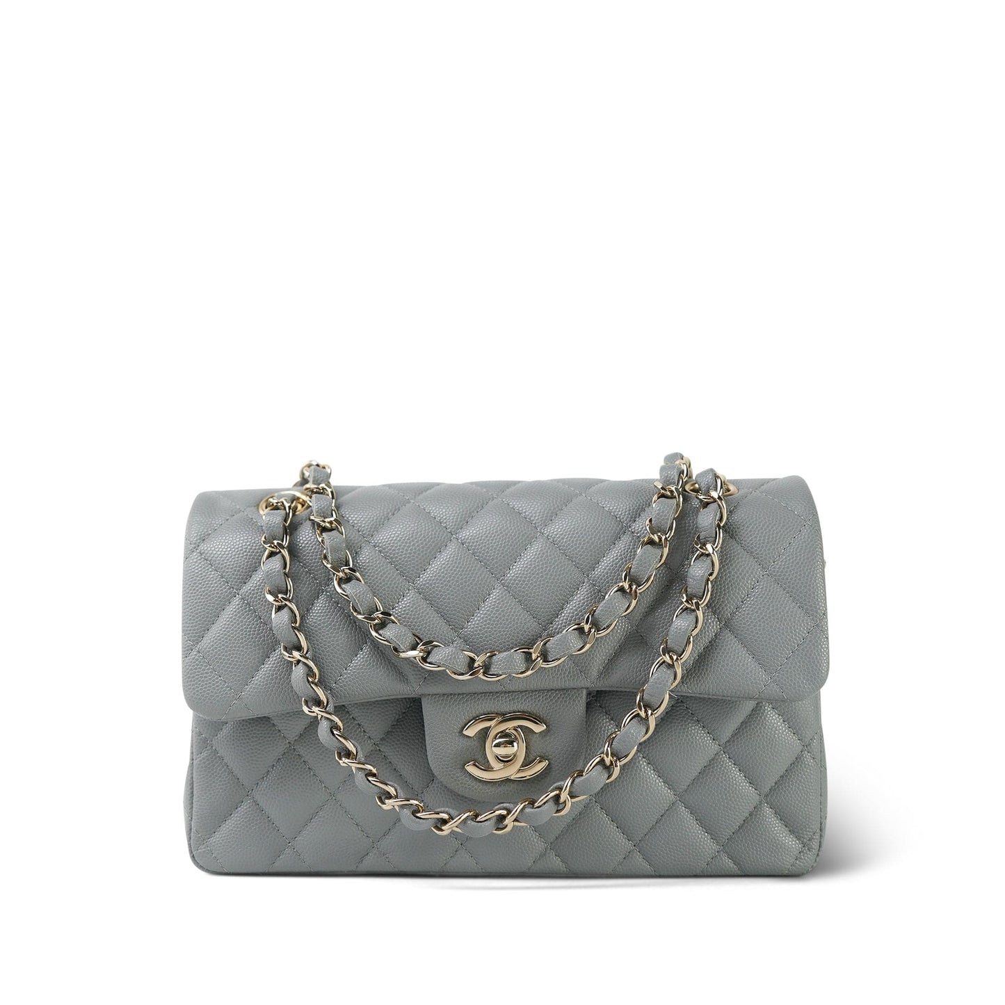20C Grey Caviar Quilted Classic Flap Small LGHW