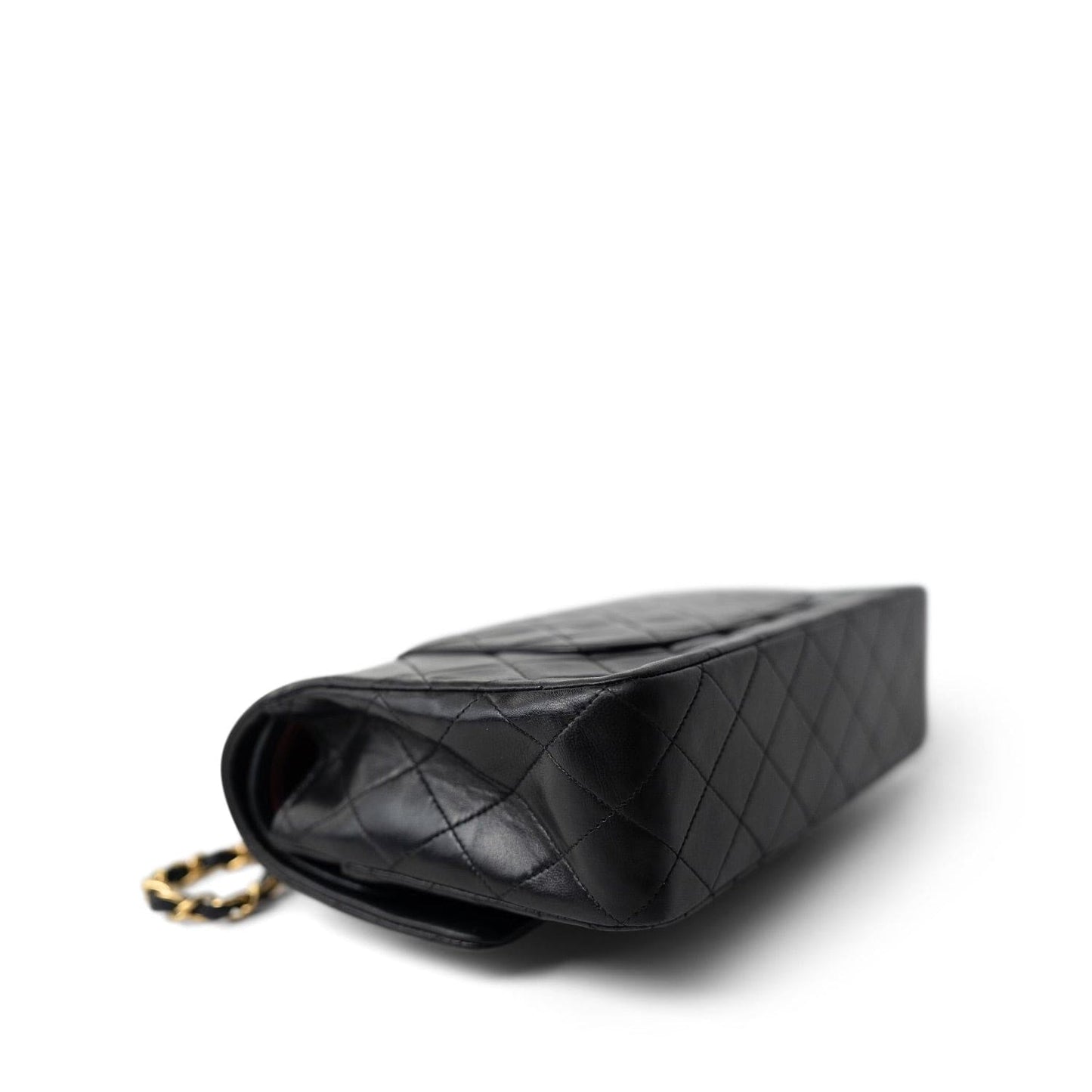 Vintage Black Lambskin Quilted Classic Flap Bag Medium GHW