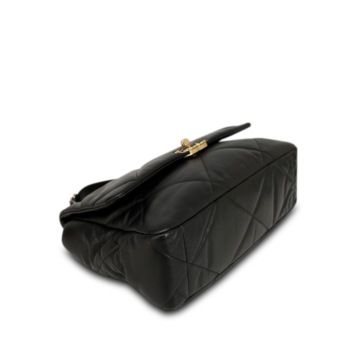 20B Black Lambskin Quilted 19 Flap Medium/Large MHW