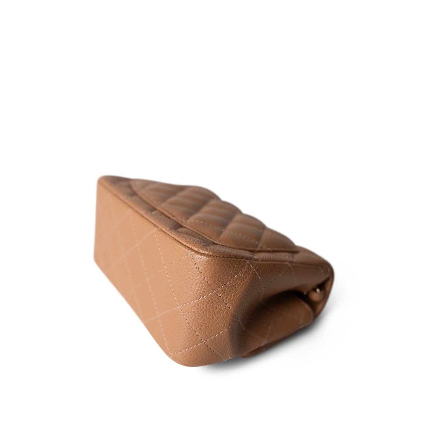 18S Beige Caviar Quilted Mini Square Flap Light Gold Hardware
