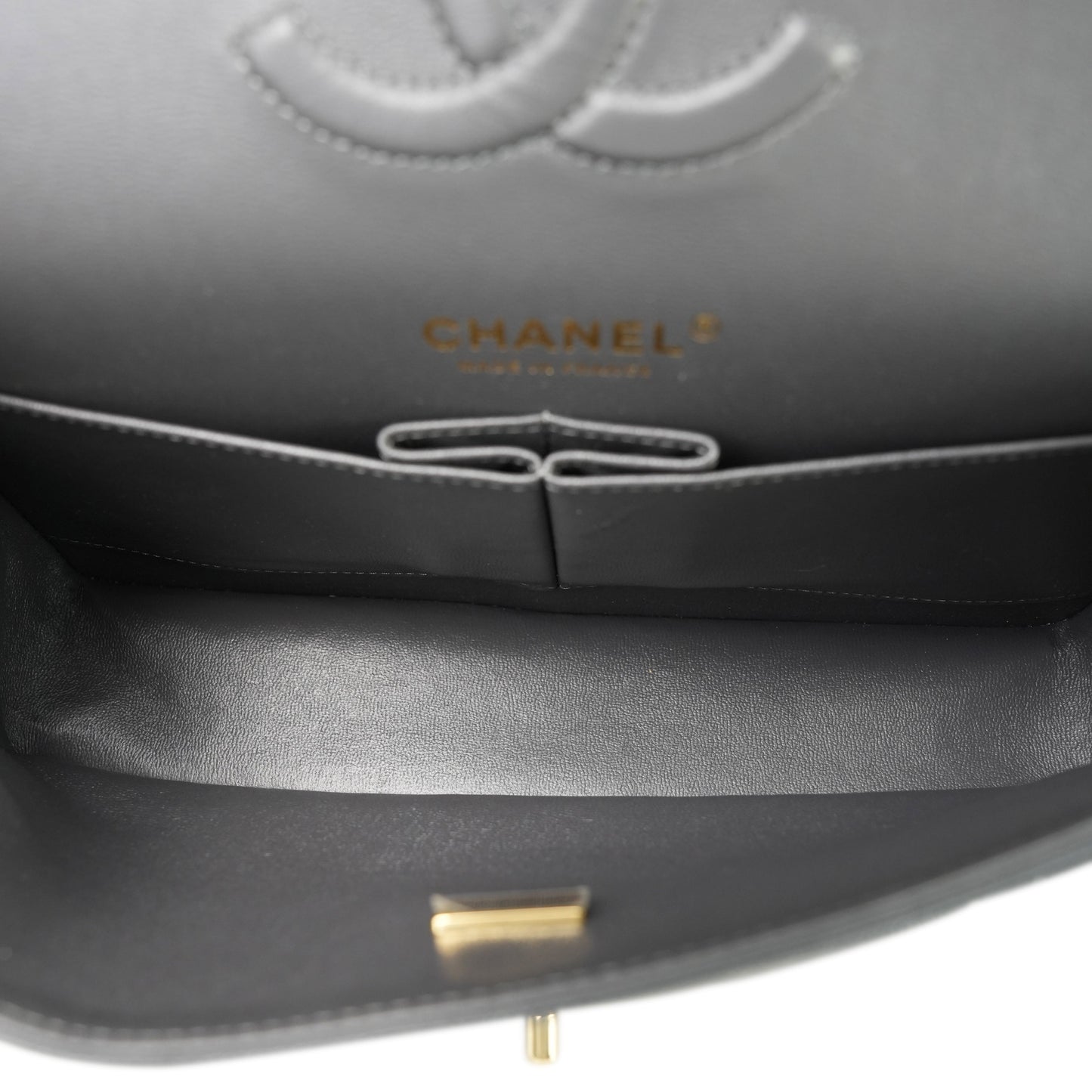 21B Dark Grey Caviar Quilted Classic Flap Medium Light Gold Hardware