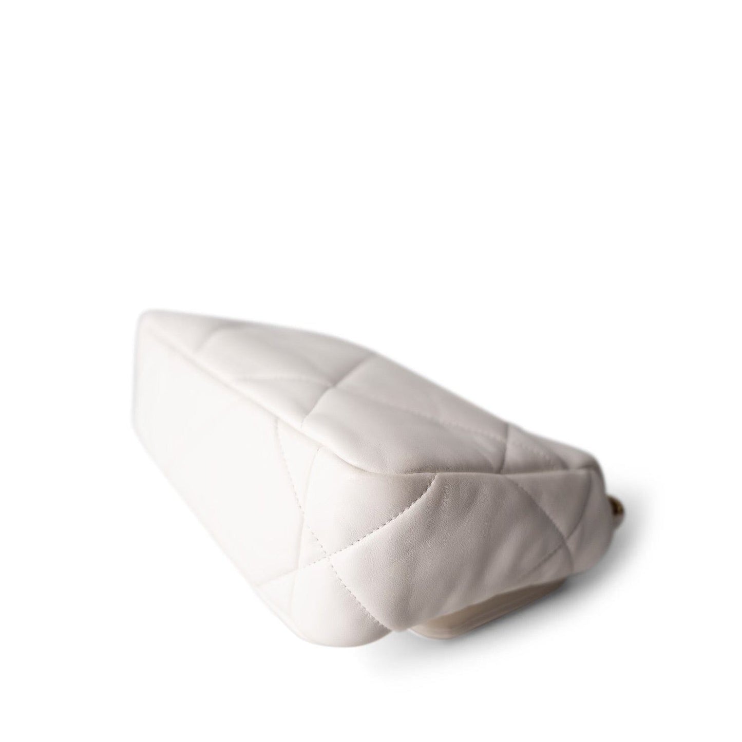 White Lambskin Quilted 19 Flap Small MHW