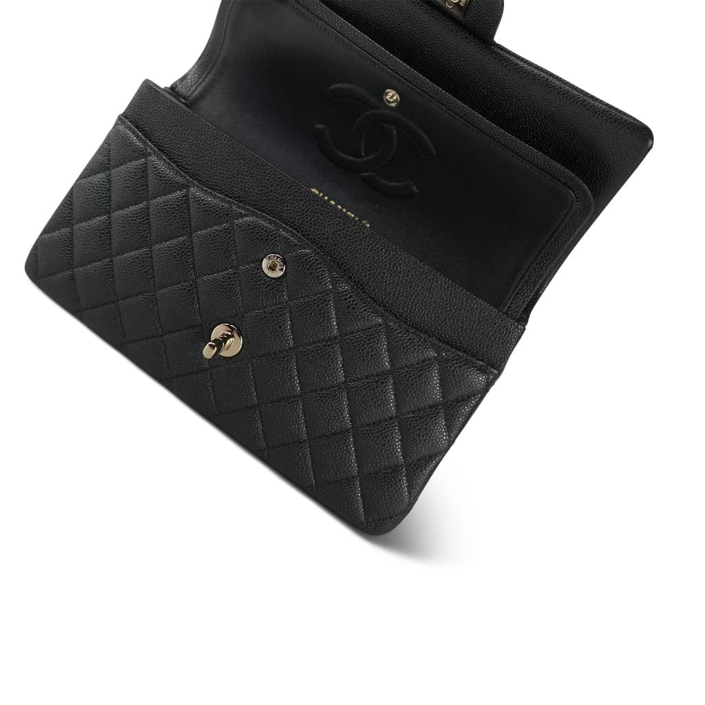 18S Dark Grey/Charcoal Caviar Quilted Classic Flap Medium Light Gold Hardware