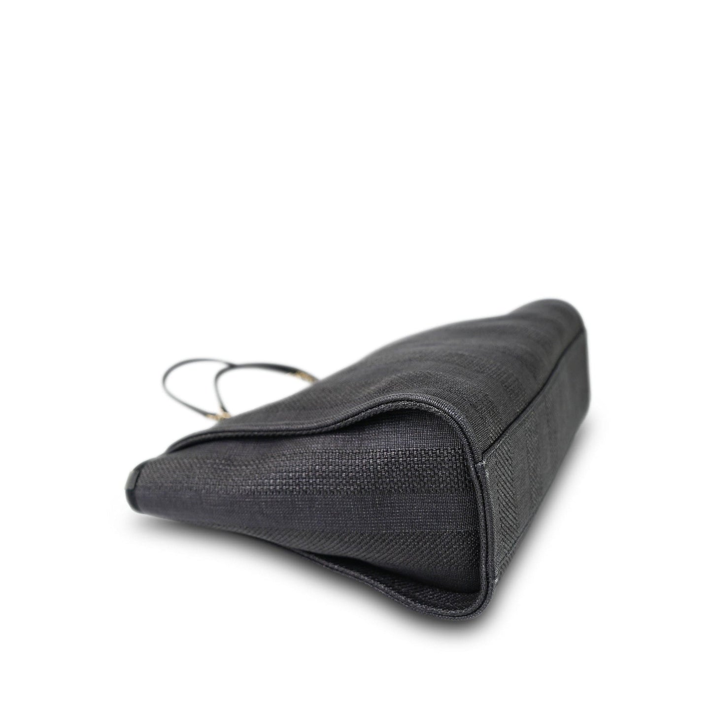 20P Black Stripe Raffia Deauville Shopping Tote Small Light Gold Hardware