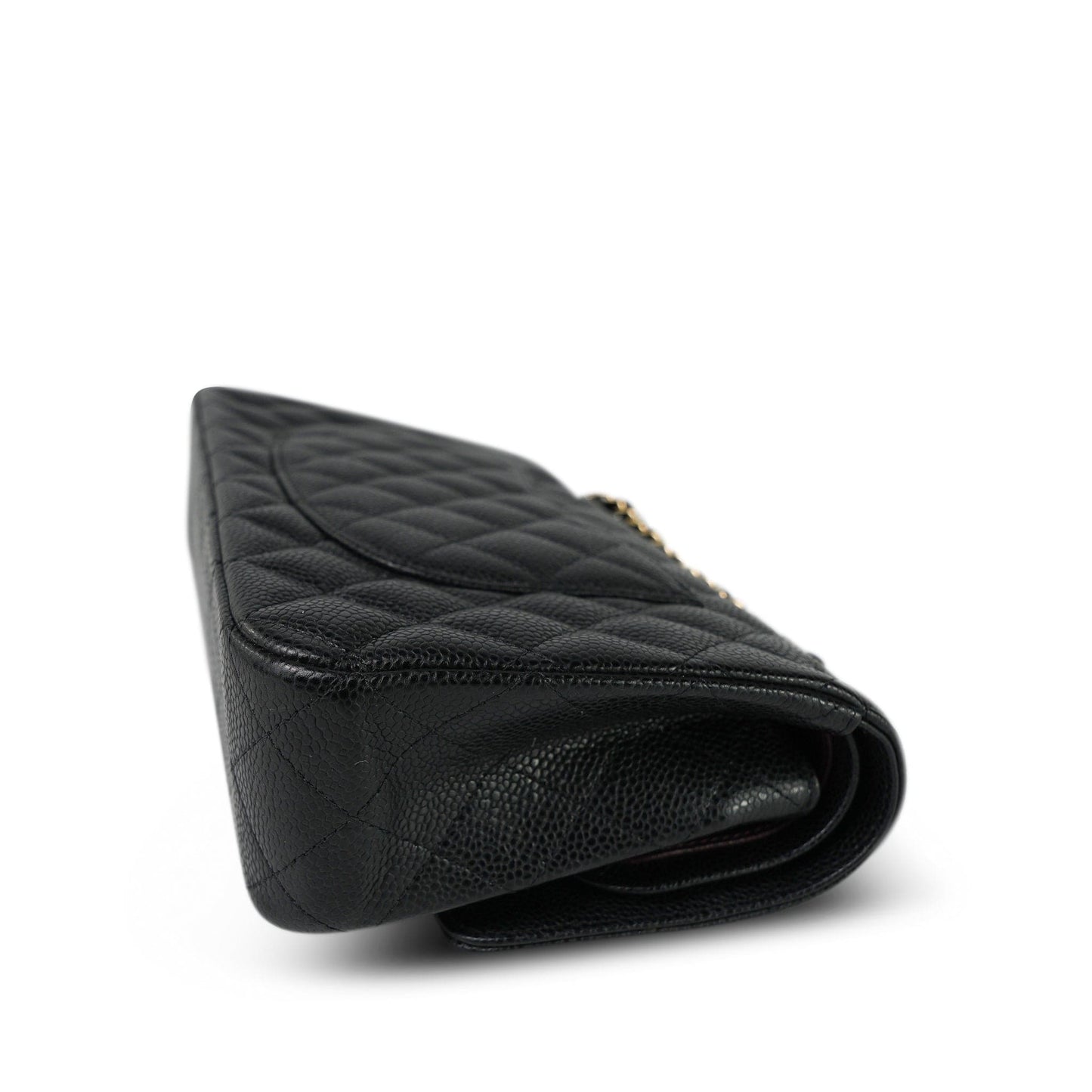 20S Black Caviar Quilted Classic Flap Medium Gold Hardware