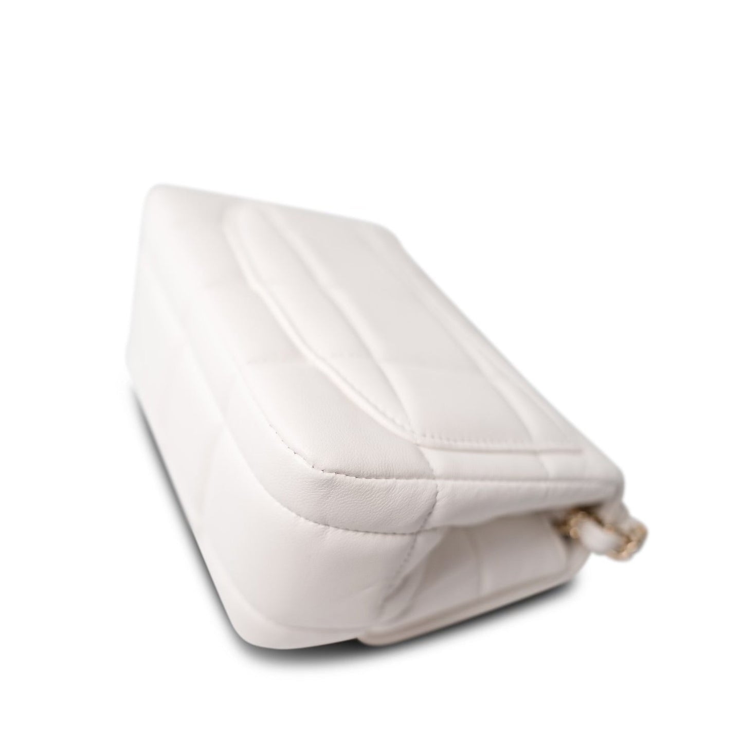 White Lambskin Quilted Monacoco Mini Square Flap LGHW