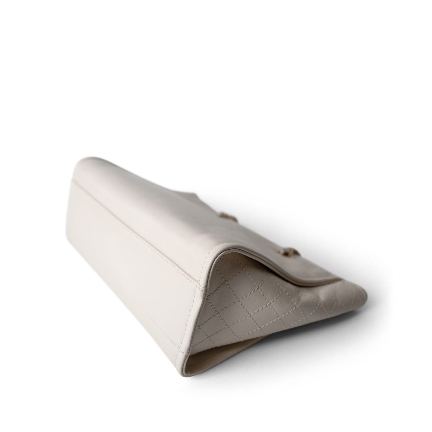 White Calfskin Quilted Embellished Deauville Tote Aged GHW