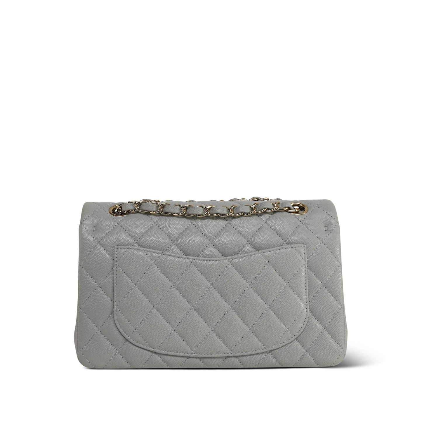 21A Grey Caviar Quilted Classic Flap Small Light Gold Hardware
