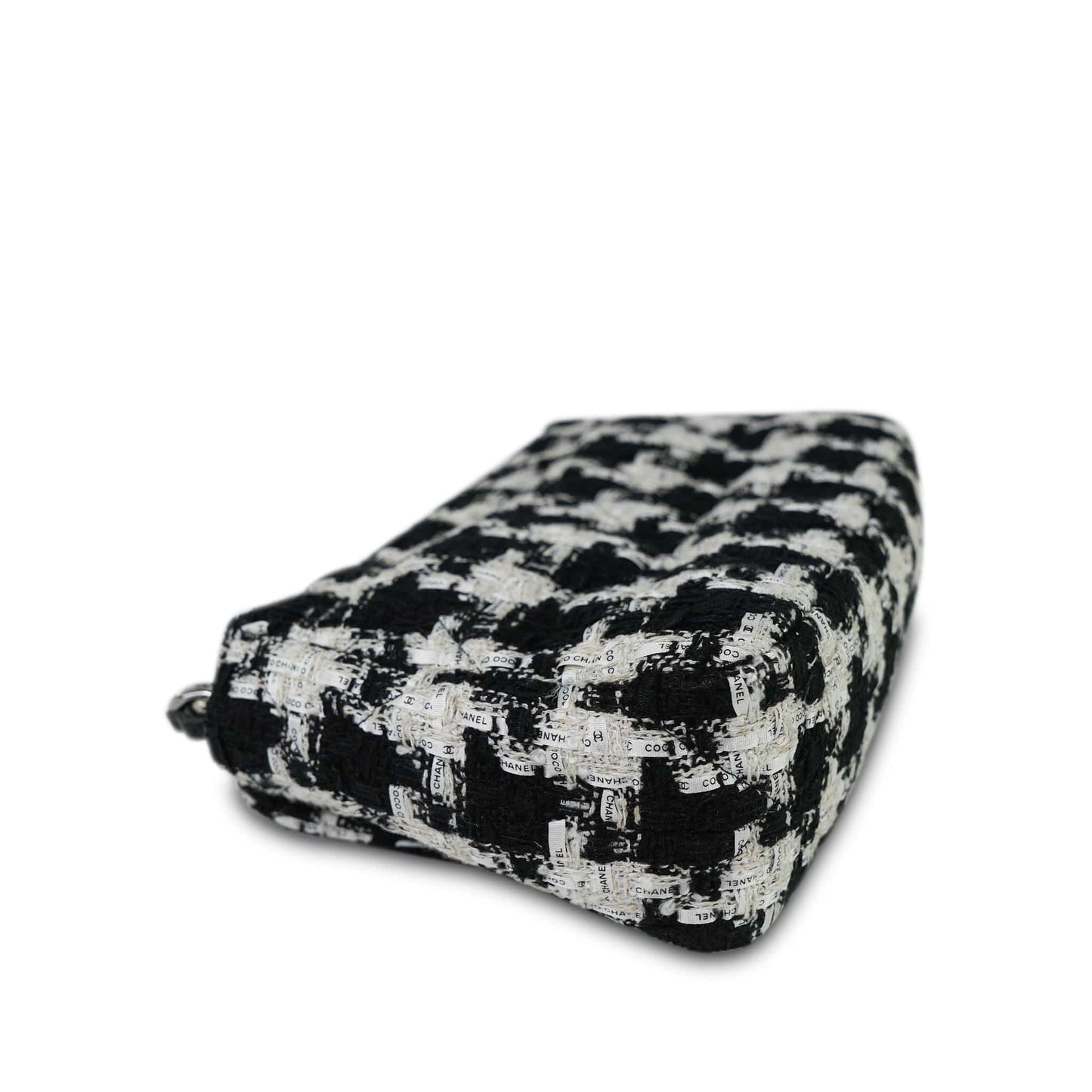 20S Ecru Black & White Tweed Quilted 19 Flap Small Mixed Hardware