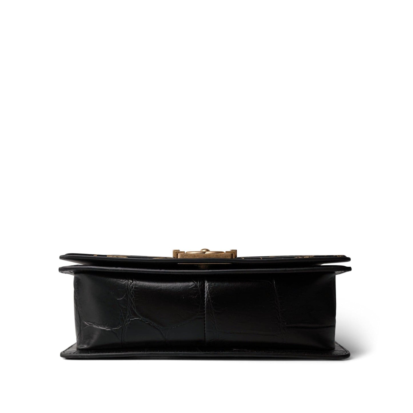 19A Old Medium Le Boy Black and Gold Crocodile Embossed Graffiti