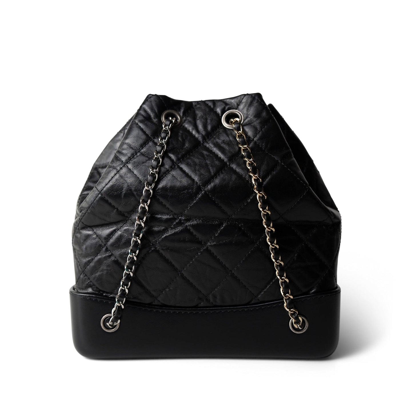 19C Black Aged Calfskin Quilted Gabrielle Backpack
