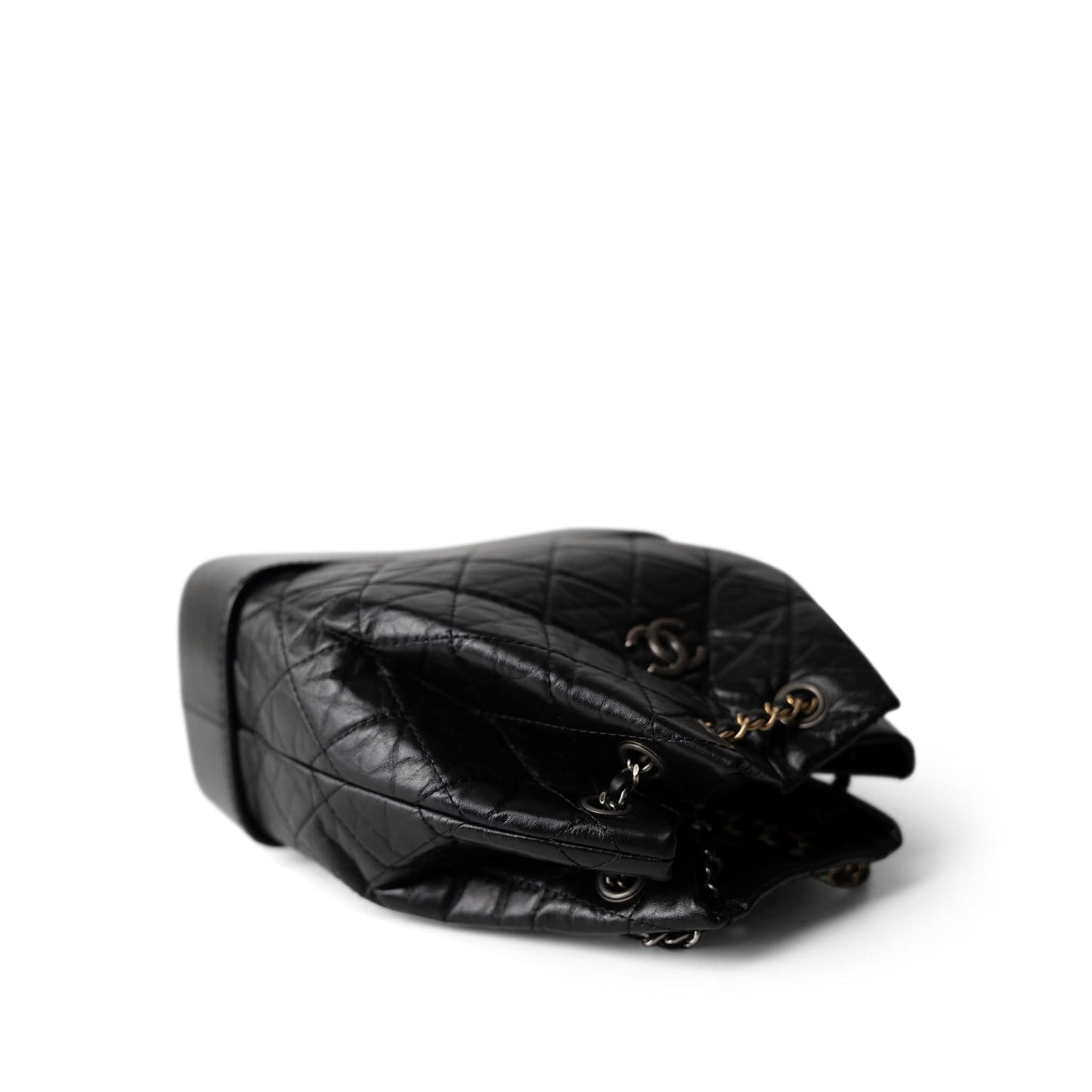 19C Black Aged Calfskin Quilted Gabrielle Backpack