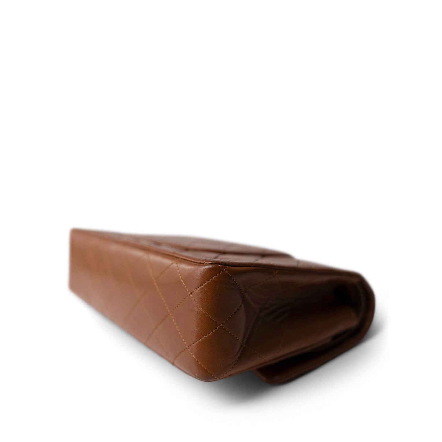 Vintage Brown Lambskin Quilted Classic Flap Medium Gold Hardware