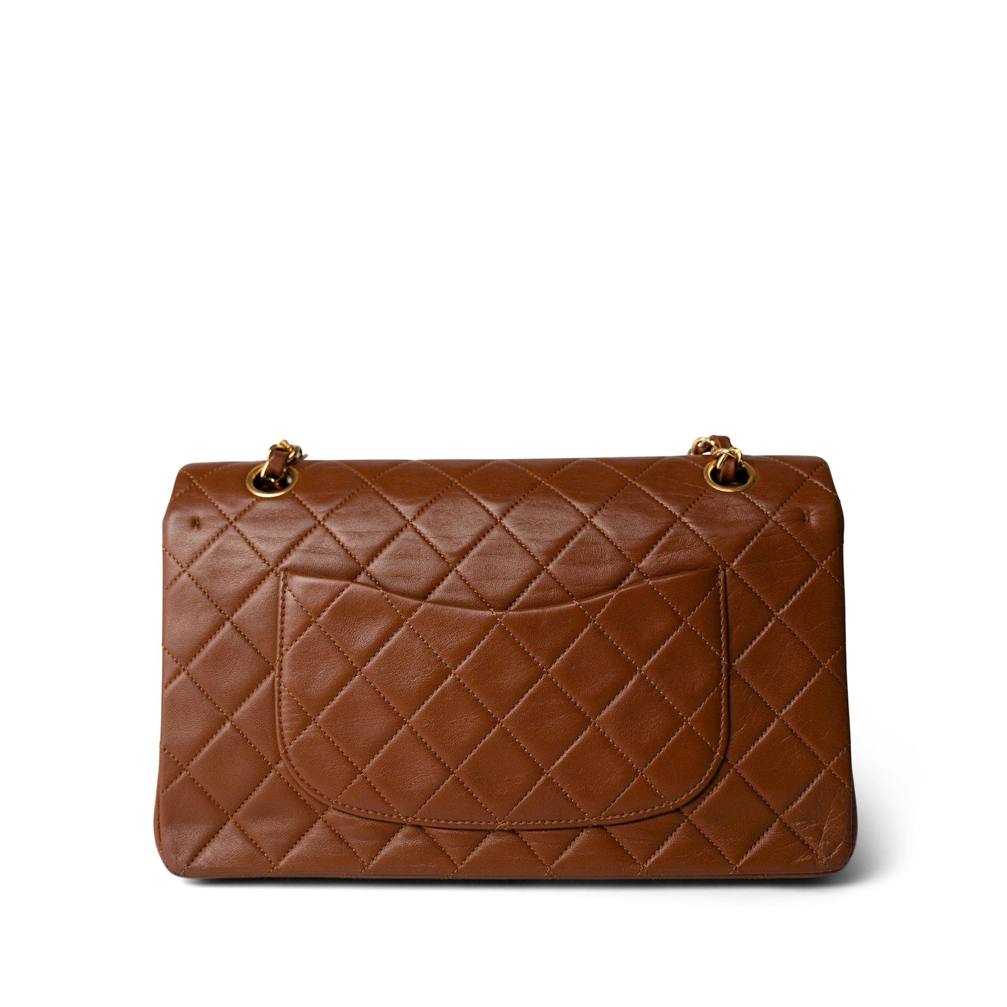 Vintage Brown Lambskin Quilted Classic Flap Medium Gold Hardware